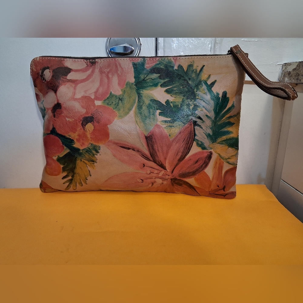 Floral Leather Clutch Large Patricia Nash